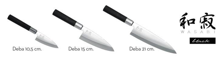 Cuchillos Deba de la serie Wasabi Black de Kai