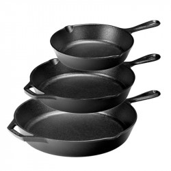 Lot de 3 poêles à frire en fer Lodge par lecuine