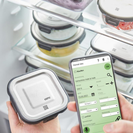 Recipiente contenedor de vidrio rectangular para alimentos Gefu Milo