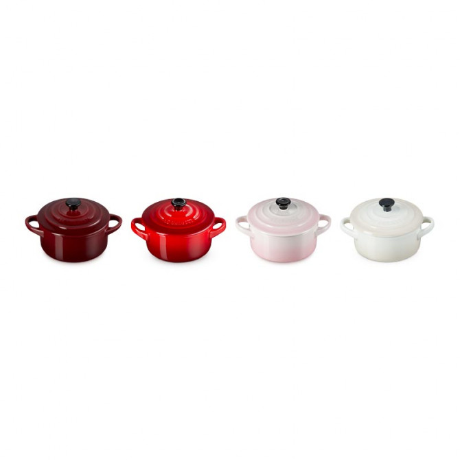 Set De 4 Mini-Cocottes Ronde Céramique 10 Cm Rose Metallics Le Creuset