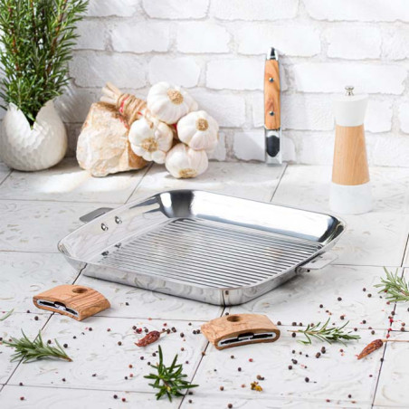 Parrilla grill cuadrada de acero inoxidable con mango extraíble Cristel