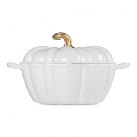 Vista compelta del lateral de Cocotte calabaza blanca Le Creuset