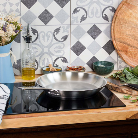 Sartén de acero inoxidable cepillado serie 1826 de Cristel