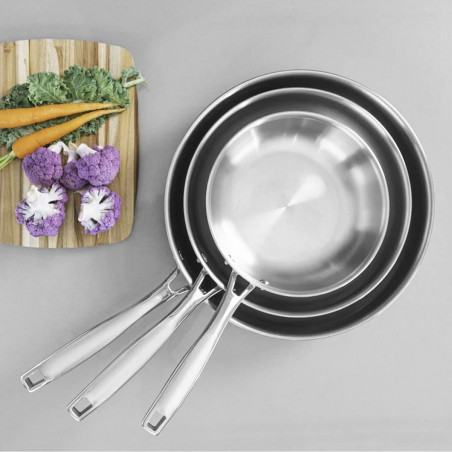 Conjunto 3 frigideiras em aço inoxidável Tramontina Grano