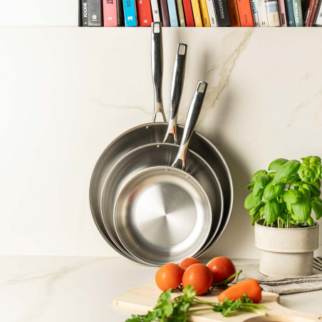 Conjunto 3 frigideiras em aço inoxidável Tramontina Grano