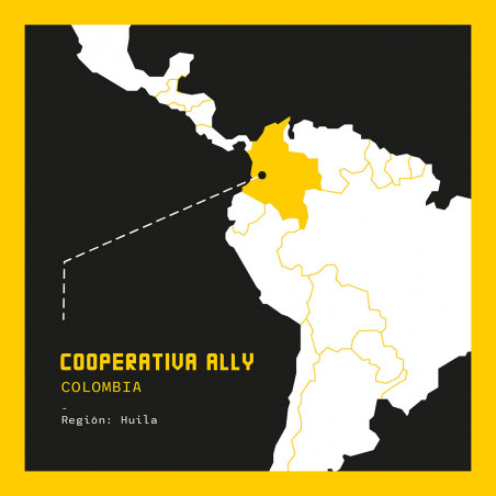 Ubicación de la Cooperativa Ally 
 deCafé de Finca en Colombia. Ubicación de la Cooperativa Ally 
 deCafé de Finca en Colombia.