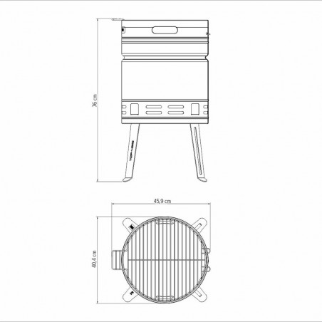 Datos técnicos de la TCP400, barbacoa a carbón Tramontina.