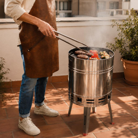 Barbacoa a Carbón Tramontina | Parrilla de acero inoxidable, bandeja de cenizas removible, Para cocinar al aire libre