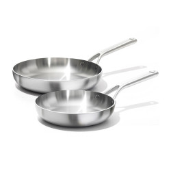 Conjunto de 2 frigideiras em aço inoxidável de tripla...