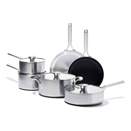 Batterie de cuisine en acier inoxydable triple couche OXO Mira, 10 pièces