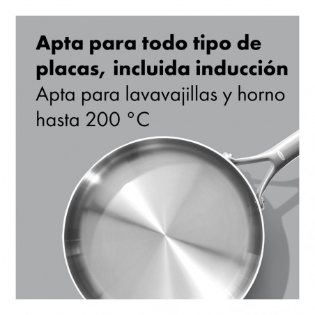 Frigideira sauté em aço inoxidável OXO Mira 24 cm com tampa