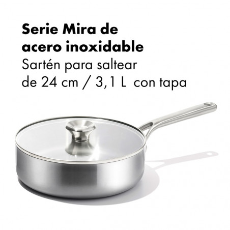 Frigideira sauté em aço inoxidável OXO Mira 24 cm com tampa