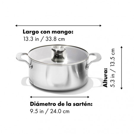 Tacho em aço inoxidável de tripla camada OXO Mira 24 cm com tampa