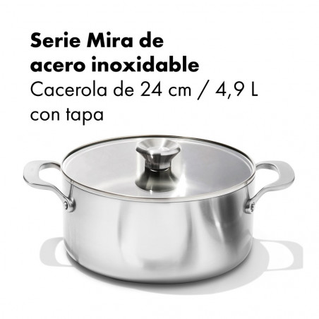Faitout en acier inoxydable triple couche OXO Mira 24 cm avec couvercle