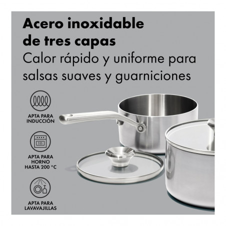 Cazos OXO Mira de acero inoxidable de tres capas para salsas y guarniciones