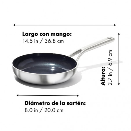 Medidas de la sartén cerámica OXO Mira Ceramic 20 cm: diámetro, altura y largo con mango