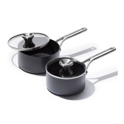 Set de 2 cazos cerámicos OXO Ceramic Professional de 16 y 18 cm con tapa
