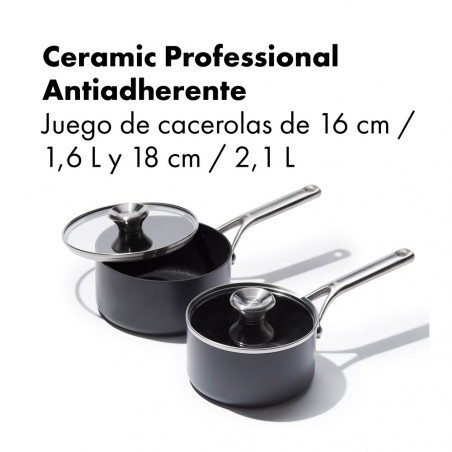 Cazos antiadherentes OXO Ceramic Professional de 16 cm/1,6 L y 18 cm/2,1 L