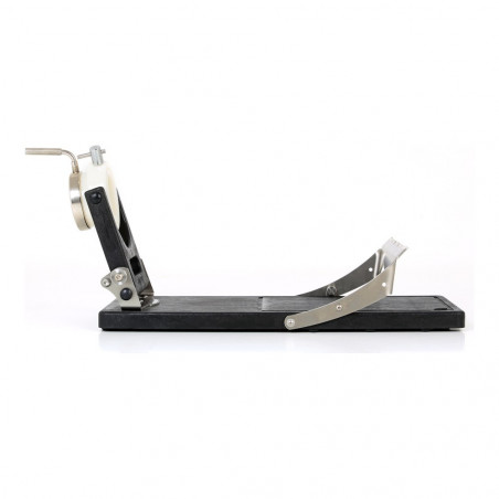 Jamonero giratorio y plegable Jamotec JP Luxe con el estribo de acero inoxidable desplegado, sin jamón