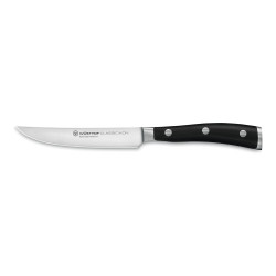 Faca de bife Wüsthof Classic Ikon de 12 cm com fio liso e cabo preto