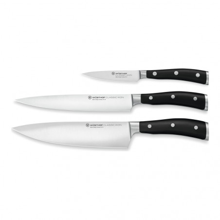 Set de 3 couteaux Wüsthof Classic Ikon : chef, à trancher et office