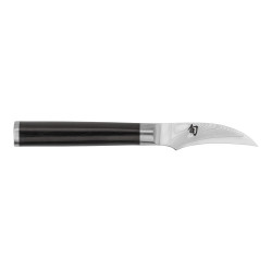 Faca de descascar de lâmina curva KAI Shun Classic de 6,5 cm com lâmina de damasco e cabo preto