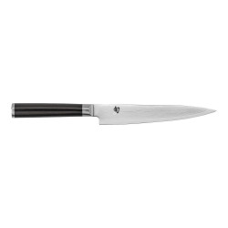 Faca multiusos KAI Shun Classic de 15 cm com lâmina de damasco e cabo preto de pakkawood