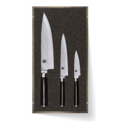 Set KAI Shun Classic met 3 messen in houten kist: koksmes 20 cm, universeel mes 15 cm en officemesje 9 cm