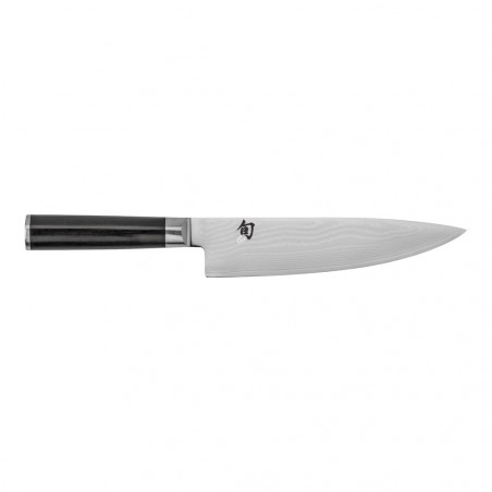 Cuchillo de chef KAI Shun Classic de 20 cm con hoja de damasco y mango negro de pakkawood