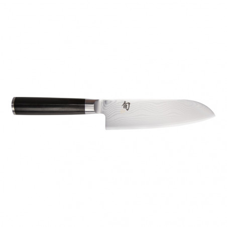 KAI Shun Classic Santoku 18 cm mit Damastklinge und schwarzem Griff aus Pakkawood