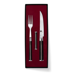 Estojo KAI Shun Classic com faca steak, garfo e descanso de talheres de pakkawood