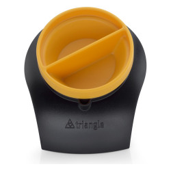 Cortador de verduras en espiral Triangle tipo cono, cuerpo negro y soporte de restos amarillo