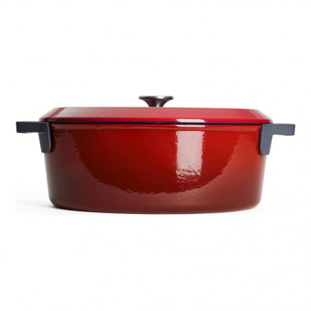 Rustidera Woll Iron roja con tapa vista de perfil