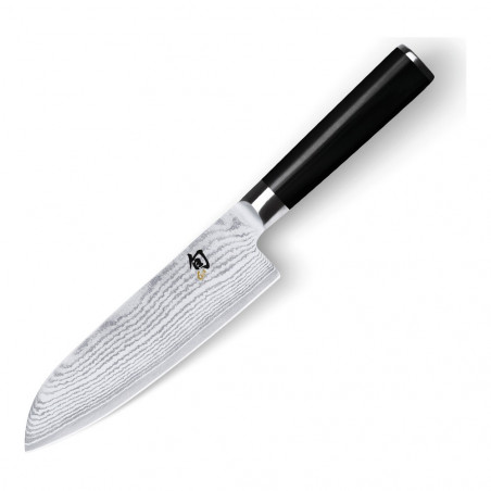 KAI Shun Classic Santoku 18 cm für Linkshänder mit Damastklinge und schwarzem Griff aus Pakkawood