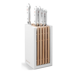 Bloco Wüsthof Classic White com 5 facas de cabo branco, vertical
