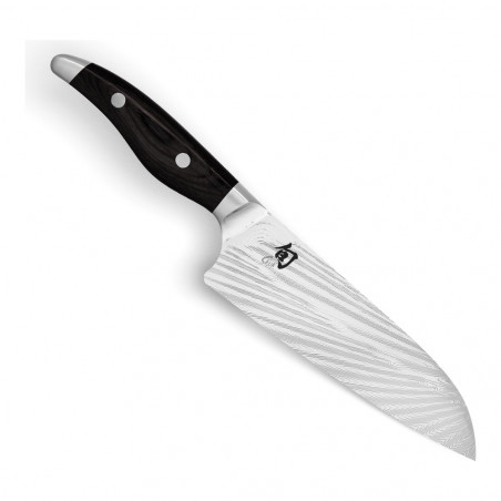 Santoku KAI Shun Nagare Black NDC-0702S van 18 cm, damasten lemmet met gladde snede en heft van zwart pakkahout
