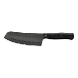 Rotoku Wüsthof Performer de 17 cm con hoja negra DLC alveolada y mango Hexagon, vista lateral