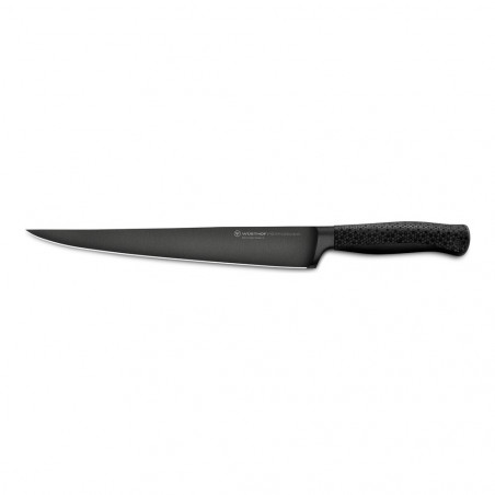 Cuchillo de trinchar Wüsthof Performer de 26 cm con hoja negra DLC larga y estrecha y mango Hexagon