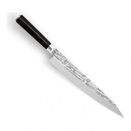 Yanagiba KAI Shun Pro Sho VG-2005 van 24 cm om rauwe vis te snijden, eenzijdige snede voor rechtshandigen en zwart heft