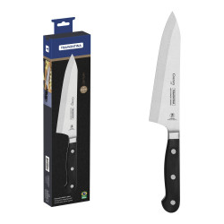 Cuchillo deba Tramontina Century 18 cm con hoja en punta y talón alto, junto a su estuche