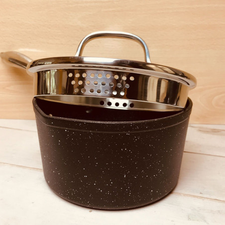 Steelpan met antiaanbaklaag en deksel NeverStick2 Eaziglide