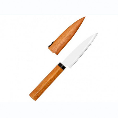 Coltello per sbucciare con fodero in legno KAI