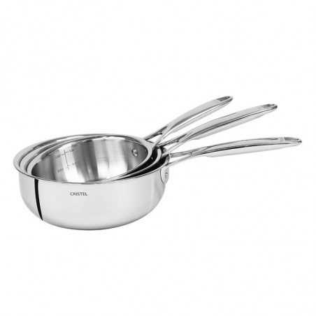 Serie von 3 Cristel Castel Pro Edelstahl-Kasserollen