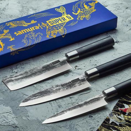 Image of Geschenkset mit 3 japanischen Messern Super 5 Samura