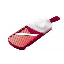 Mandoline réglable en céramique Kyocera. Couleurs : rouge et noir.