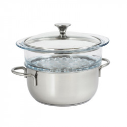 Sistema de cozer a vapor panela + cesto com tampa Cristel