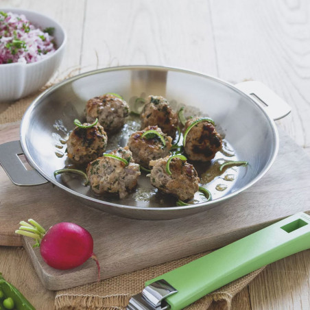 Confezione 2 padelle in acciaio inox con manico estraibile Cristel