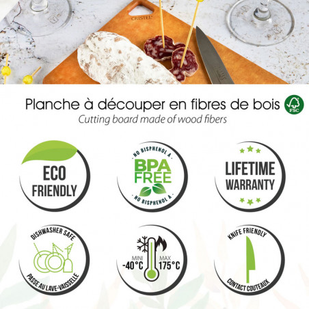 Schneidebrett aus Cristelholz. Verschiedene Maßnahmen.