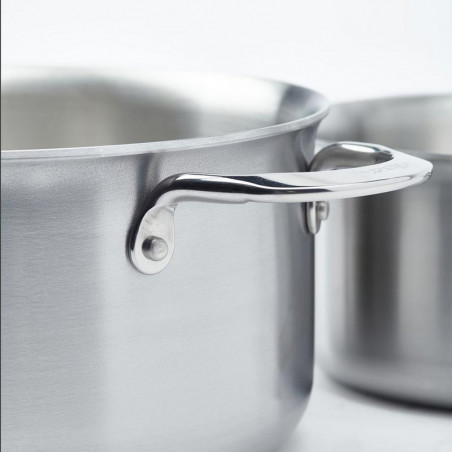 Dettaglio casseruola in acciaio inox De Buyer Alchimy