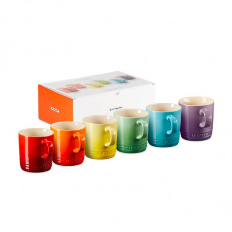 Set di 6 tazze arcobaleno Le Creuset da 350 ml. Set di 6 tazze arcobaleno Le Creuset da 350 ml.